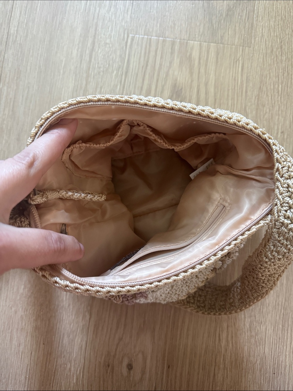The Sak Neutral Striped Crochet Shoulder Bag — Beige & Cream - Picture 5 of 5